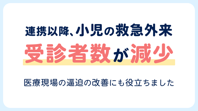 連携以降、小児救急外来の受診者数が減少
